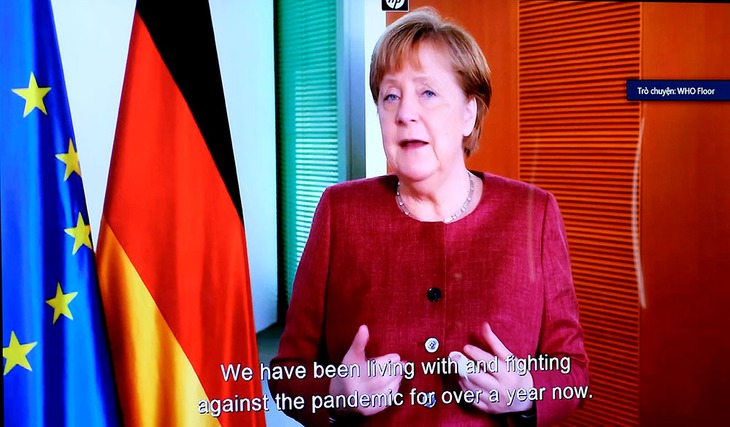 Thu tuong Duc Angela Merkel  phat bieu tai Dai hoi dong Y te The gioi truc tuyen